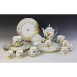 A Minton game bird part dinner and coffee service, comprising, six dinner plates each signed A.