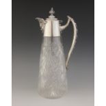 An Edwardian silver mounted cut glass claret jug, Holland, Aldwinkle & Slater, London 1906, of