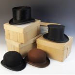 A collection of gentleman's ephemera to include; a Harrod's Ltd silk top hat, a Lincoln Bennett & Co