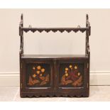 A Victorian Scottish Fernware oak wall cabinet, the single shelf with an arcaded frieze uniting