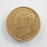 A Victorian gold half sovereign, shield variety, dated 1873, gross weight 4.0gms