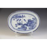 A Chinese porcelain dish, Qianlong (1735-1796), decorated in blue and white with pagodas in a