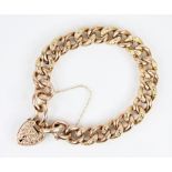 A Victorian yellow metal engraved curb link bracelet, each link marked ?9C?, chain approx. 22cm