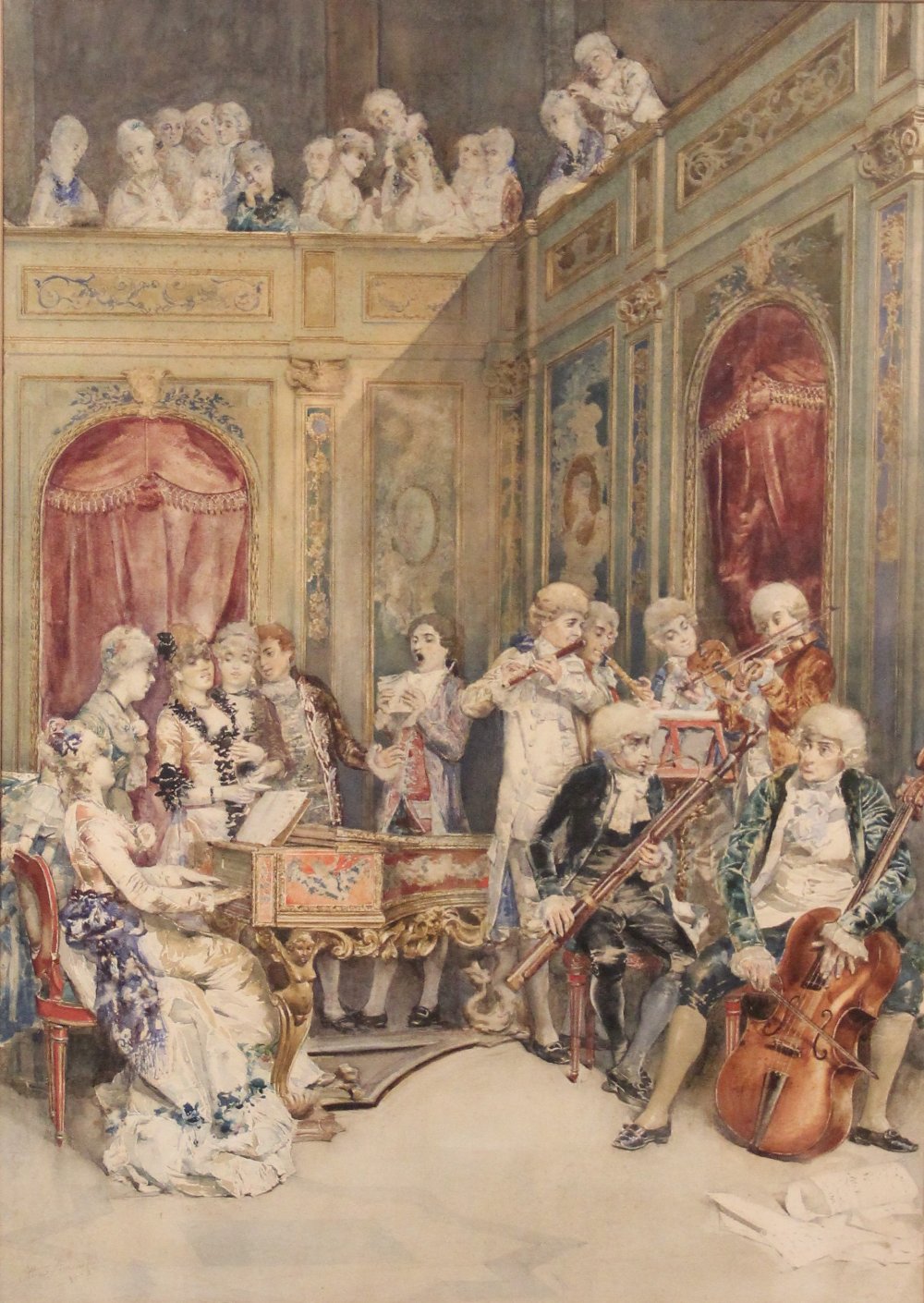 Ettore Simonetti (Italian, 1857-1909), 'Musical Soiree' ,an orchestra performing with audience