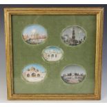 Mughal School (19th century), a framed set of five oval Indian miniatures, each finely enamelled