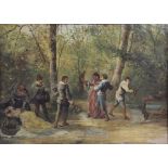 Ferdinand Roybet (French, 1840-1920), Figures dancing in a woodland, Oil on canvas, Initialled lower