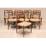 A set of eight Danish rosewood dining chairs, probably Indian rosewood, manufactured by JL Møller