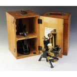 A W Watson & Sons Ltd black and brass lacquer microscope, early 20th century, serial number 24184,