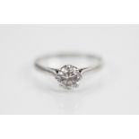 A diamond solitaire ring, the round brilliant cut diamond weighing approx. 0.75 carats,