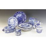 A set of four blue and white 'Taymouth Castle, Perthshire' pattern plates by Enoch Wood & Sons, 19th
