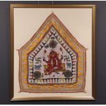 An Indian framed Gujarat beadwork panel of Ganesh, 61cm x 51.5cm, mounted within frame