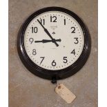 A military issue Smiths Bakelite eight day '7 jewels' wall clock, mid 20th century, with army