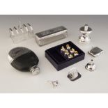 A selection of silver and white metal tableware and accessories, to include an Edwardian silver play