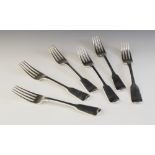 A set of six George IV silver fiddle pattern forks, William Eaton, London 1827, each 20.3cm long,