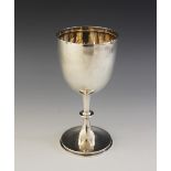 An Edwardian silver goblet, George Ernest Hawkins, Birmingham 1909, plain polished with knopped stem