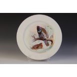 A Minton charger painted by L. Woodhouse, titled ?Capercaillie?, of large circular form, 37cm