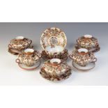 A Japanese egg-shell porcelain part tea service, 20th century, comprising; six cups, six saucers,