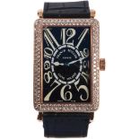 OROLOGIO Franck Muller 1000 SCD Long Island in oro giallo 18 KT e brillanti, cinturino in pelle