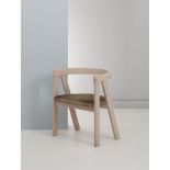 PRODUZIONE ITALIANA ANNI â€˜70 Sedia in legno laccato bianco, spalliera e braccioli semicircolare,