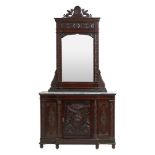 ETAGERE con specchiera Umbertina in mogano. Sicilia XIX secolo - cm 138,5 x 40 Alt. cm 256