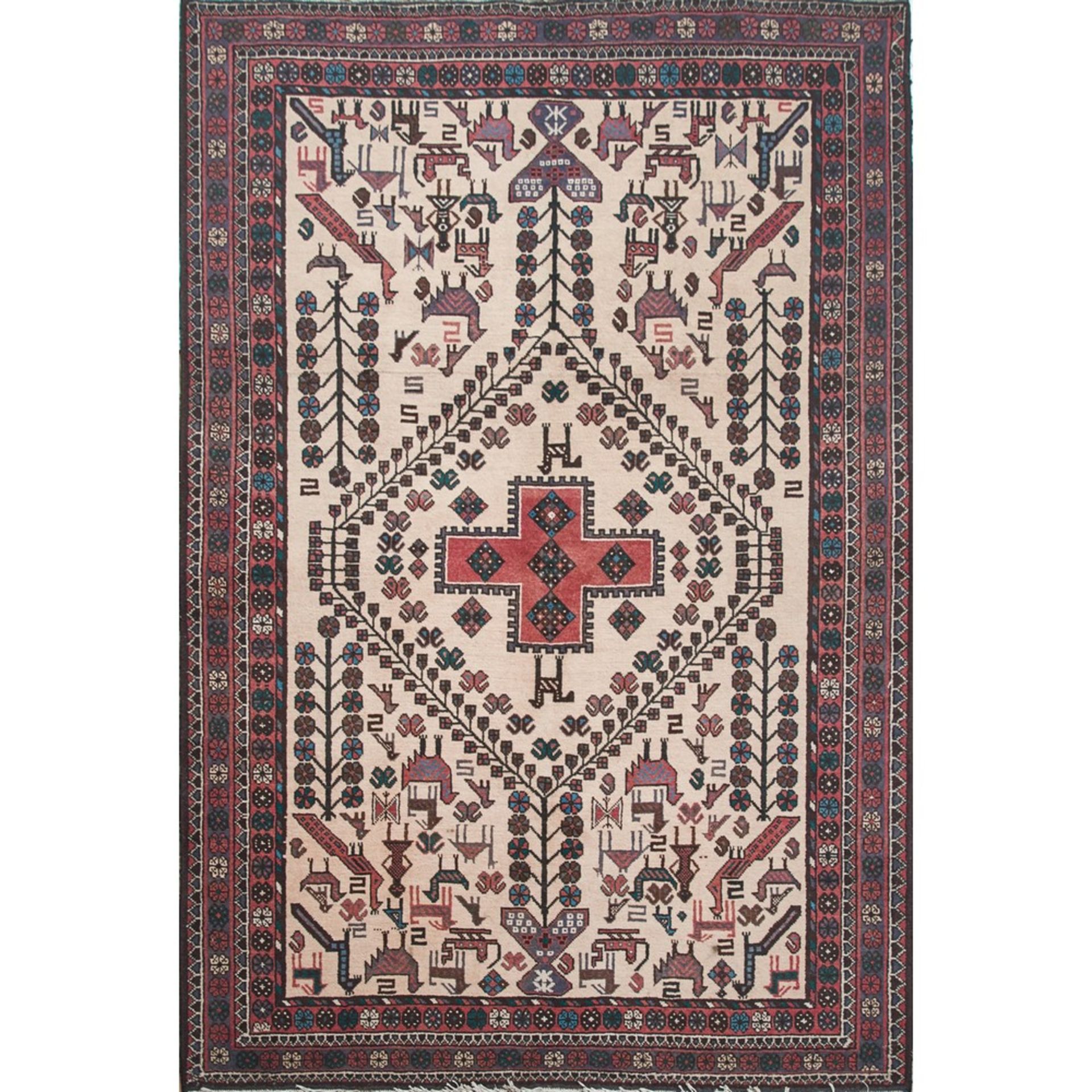 TAPPETO SIRJAN trama ed ordito in cotone, vello in lana. Persia XX secolo - cm 213 x 146