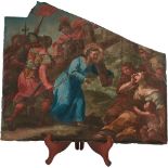 SCUOLA ITALIANA DEL XVIII SECOLO Olio su ardesia "Stazione di via Crucis" (mancanze). - cm 49 x 56,5