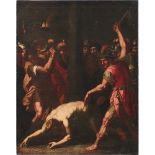 SCUOLA ITALIANA DEL XVII SECOLO Olio su tela " Flagellazione di Cristo" entro cornice non coeva in