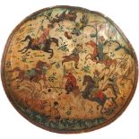 CONCHIGLIA in madreperla decorata a mano raffigurante "Giocatori di polo". Persia XVIII secolo -