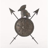 SCUDO con elmo in metallo. Sicilia XX secolo - cm 43 x 57