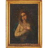 SCUOLA SICILIANA DEI PRIMI DELL'800 Olio su tela "Madonna" entro cornice a canna ciaccata,