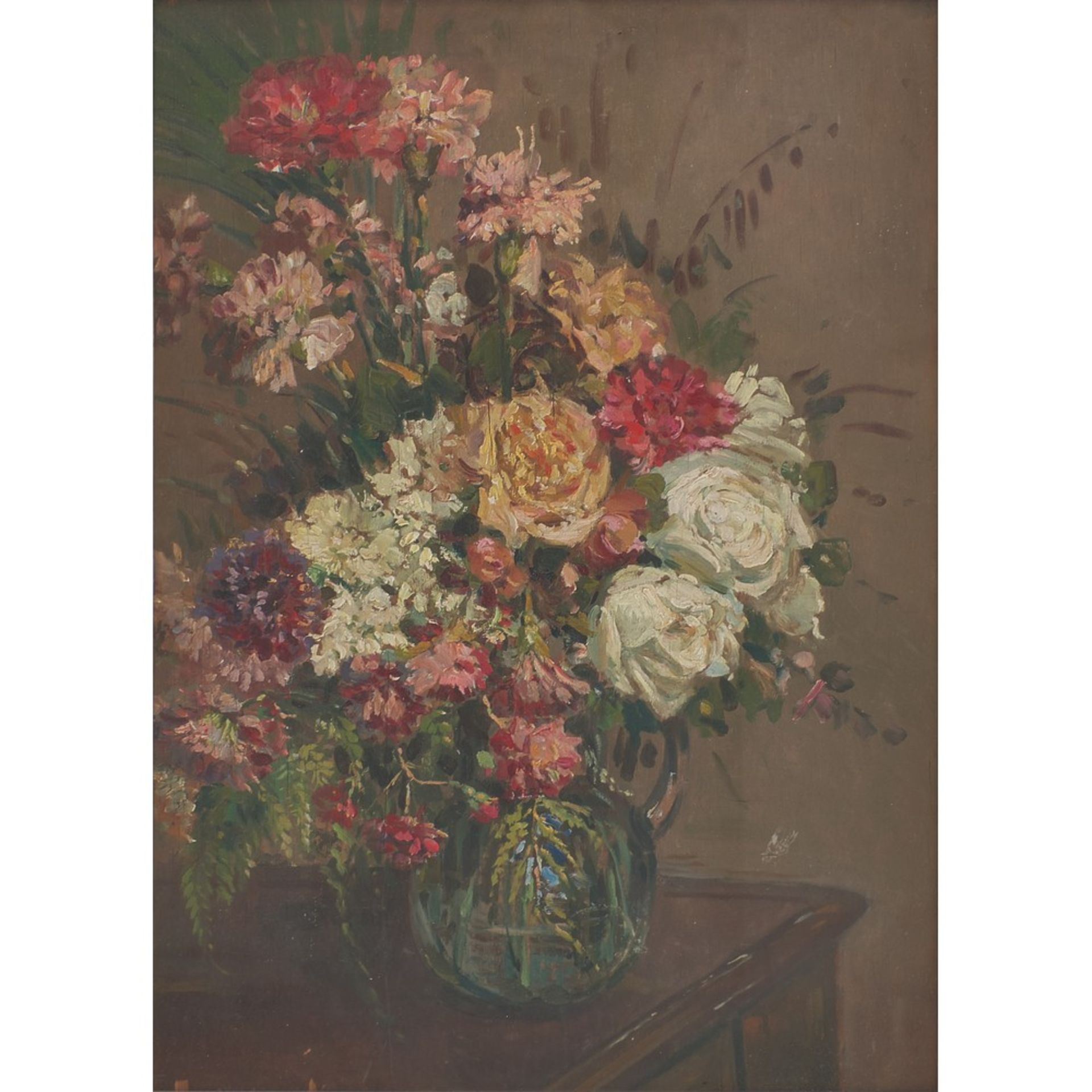 ANONIMO DEL XX SECOLO Olio su tavola "Vaso con fiori". - cm 50 x 70