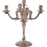 CANDELABRO a cinque fiamme in argento (g. 1265). Italia periodo Liberty - Alt. cm 40