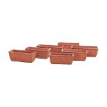 SETTE FIORIERE in terracotta di forma rettangolare. XX secolo - cm 42,5 x 18 Alt. cm 17 - cm 47 x 20