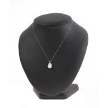 COLLANA in oro bianco 18 KT con perla australiana ct. 8 e diamanti taglio brillante ct 0,05, F color