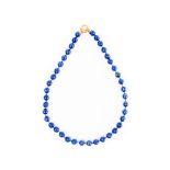 COLLANA con sfere di lapis, susta in oro giallo 18 KT