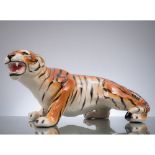 SCULTURA in ceramica smaltata raffigurante "tigre"