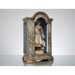 MANIFATTURA SICILIANA XVIII SEC. Madonna terracotta e teca