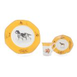 HERMES TAZZA E DOPPIO PIATTO ''CHIENS COURRANTS & CHIENS Dâ€™ARRET''