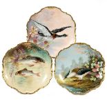 Three Hand Painted Limoges Plates.