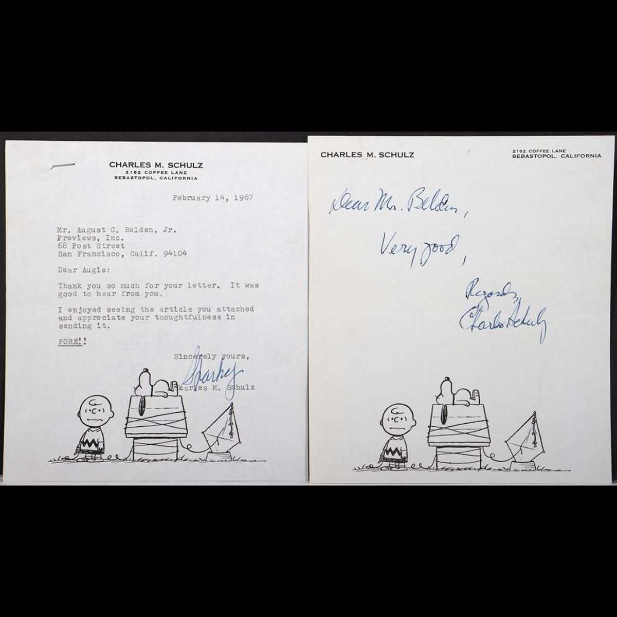 Charles M. Schulz Autographed Letter