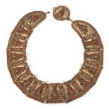 Tibetan Nepalese coral & brass collar link necklace