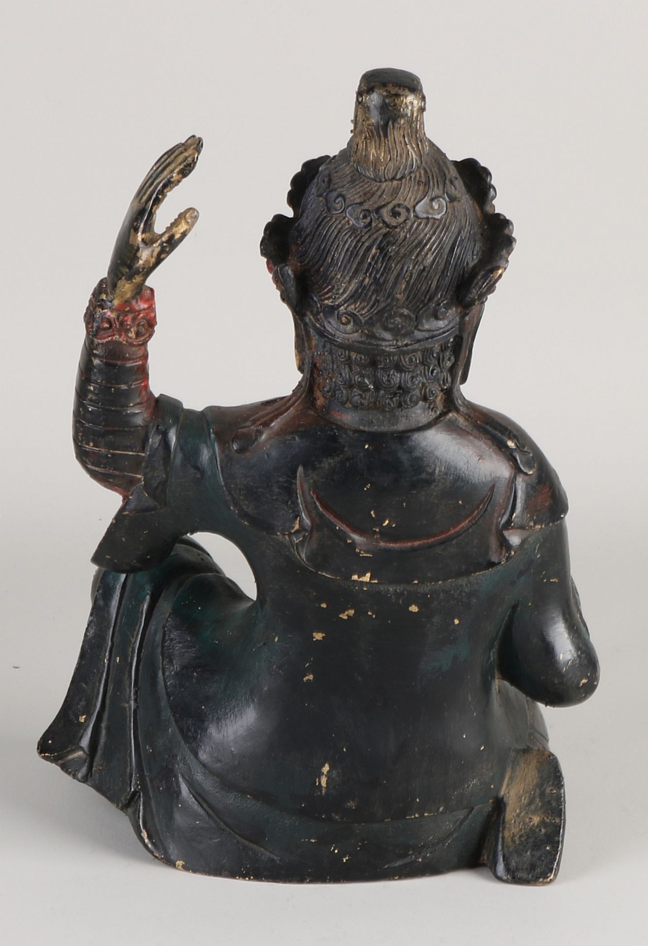 Alte / antike chinesische Bronze Buddha Figur. Polychromie. Größe: 25 cm. In guter Kondition.O - Bild 2 aus 3