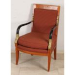 Antiker Sessel im Empire-Stil aus Mahagoni mit Ebonisierung und Vergoldung. Um 1900. Abmessungen: