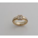 Schöner zweifarbiger Ring, 585/000, mit Diamant. Ring mit einem schweren Band aus Weiß- und Gelb