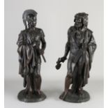 Zwei große Bronzefiguren aus dem 19. Jahrhundert. Zwei griechische Krieger. Von A. Calmels 1855.