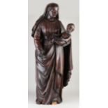 Eichen-Maria-Statue aus dem 18. Jahrhundert mit Jesuskind. Fuß + Fingerschaden. Abmessungen: H 9