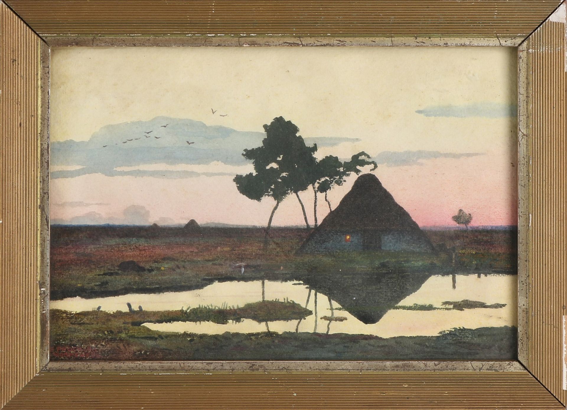 Emil Proch. Deutsch Schule. Um 1900. Landschaft Worpswede. Aquarell auf Papier. Abmessungen: H