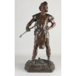 Große Bronzefigur aus dem 19. Jahrhundert. Von A. de Wever. 1836 - 1910. Titel: Arbeit. Schmied