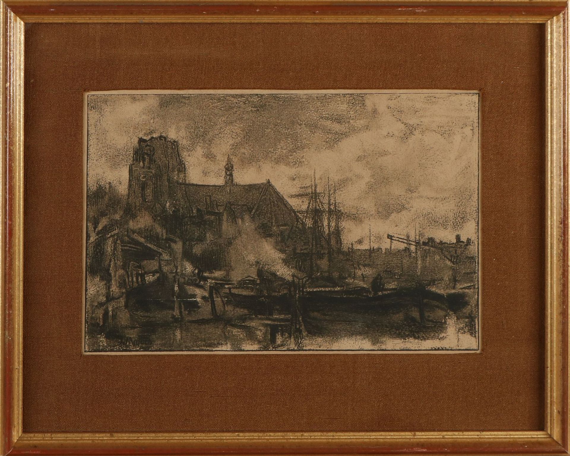 Jacob Maris. 1837 - 1849. Hafenblick Dordrecht. Lithographie auf Papier. Abmessungen: H 17 x B 2