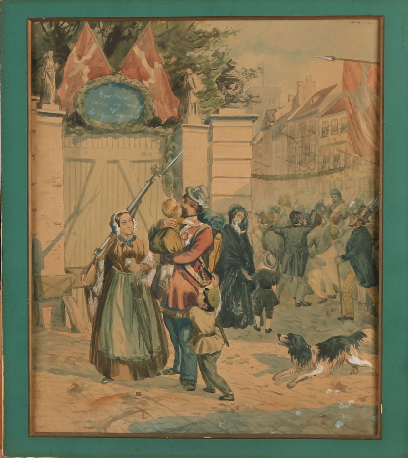 D. Gelder. 1850 Pinx. 1812 - 1894. Dänische Schule. Rückkehr der französischen Infanteristen.